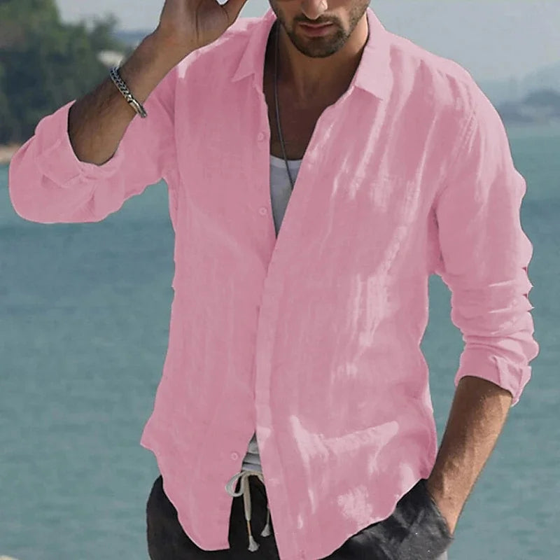 Lightweight & Breathable Men's Shirt - 100% Cotton Linen Blend
