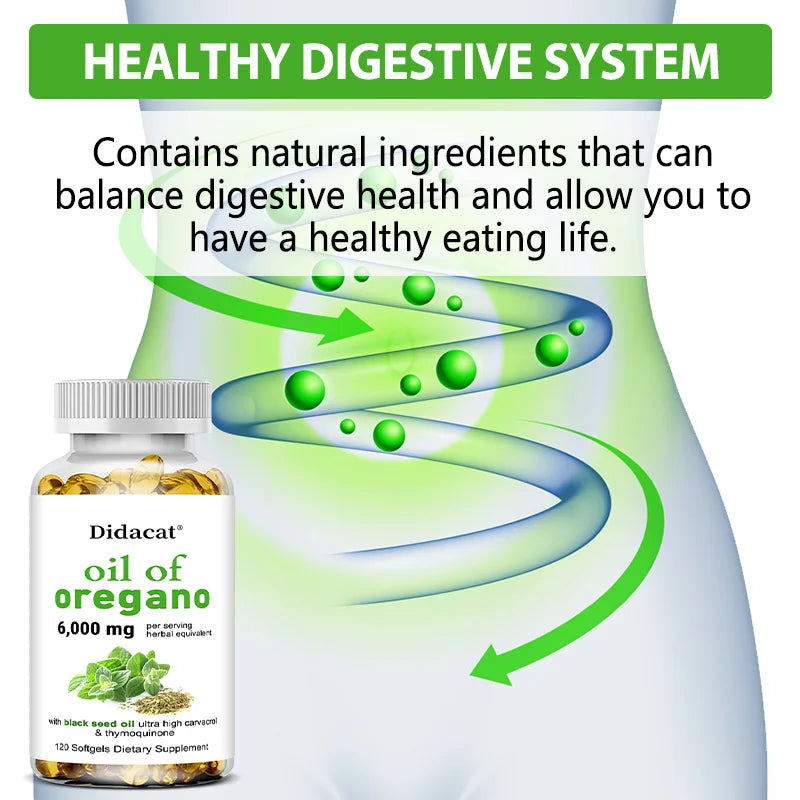 Oregano Oil with Black Seed Oil 6000mg - Powerful Immune & Digestive Support