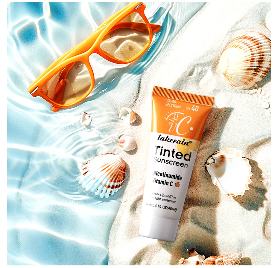 Vitamin C Tinted Sunscreen With SPF 40 - Hydrating Mineral Sunscreen With Zinc Oxide & Titanium