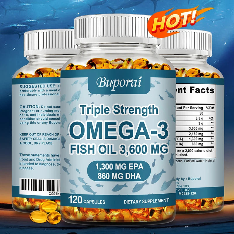 Omega 3 Fish Oil 3600mg - Ultra High Potency for Heart, Brain & Joint Health