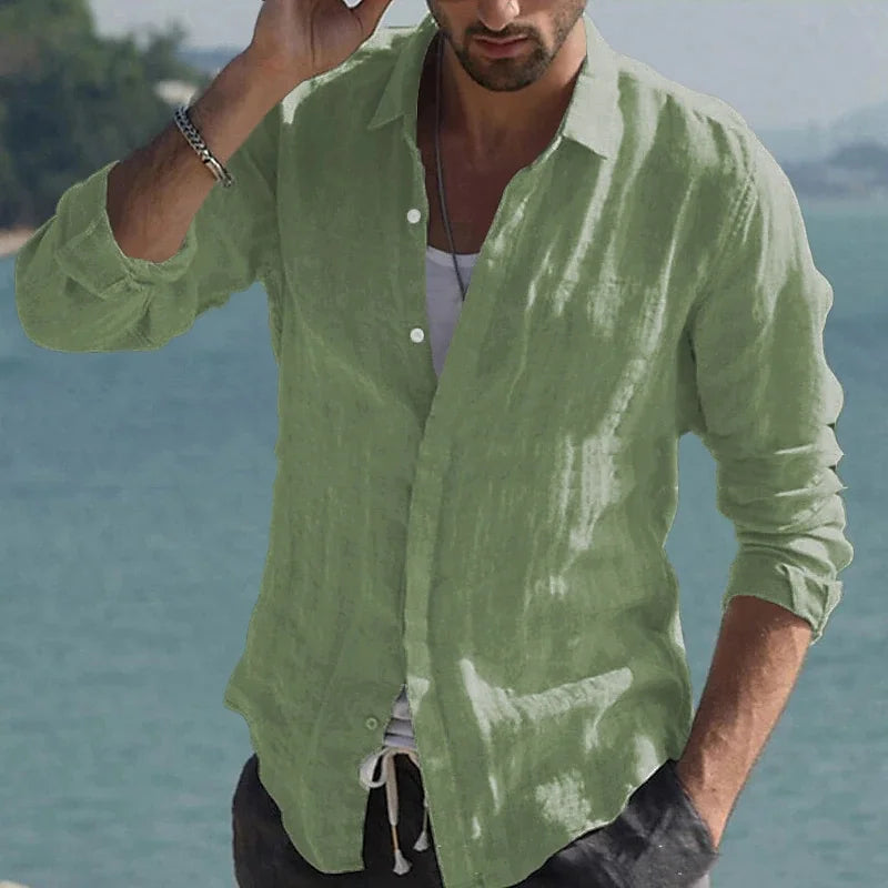 Lightweight & Breathable Men's Shirt - 100% Cotton Linen Blend