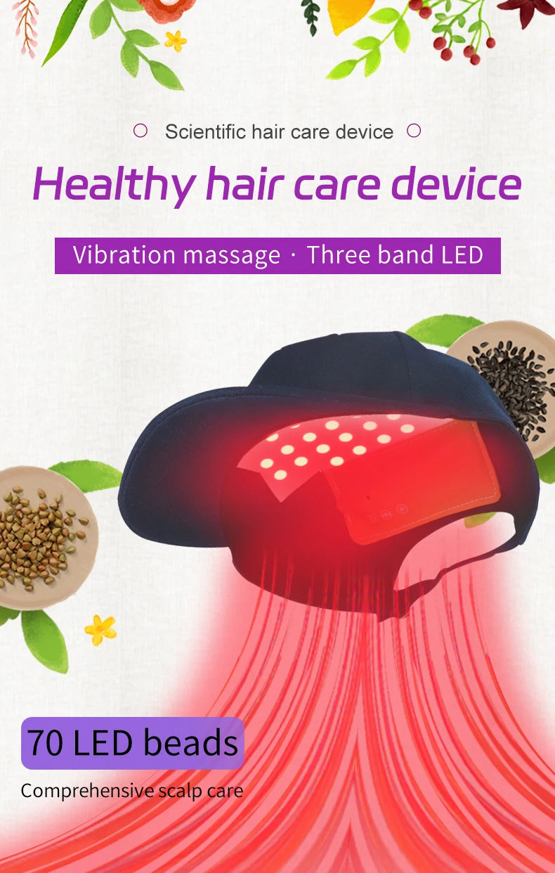 Red Light Therapy Hair Growth Cap - 660nm LED Scalp Treatment Device