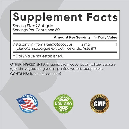 Astaxanthin 12mg - Premium Eye Health & Vision Support | Made in USA