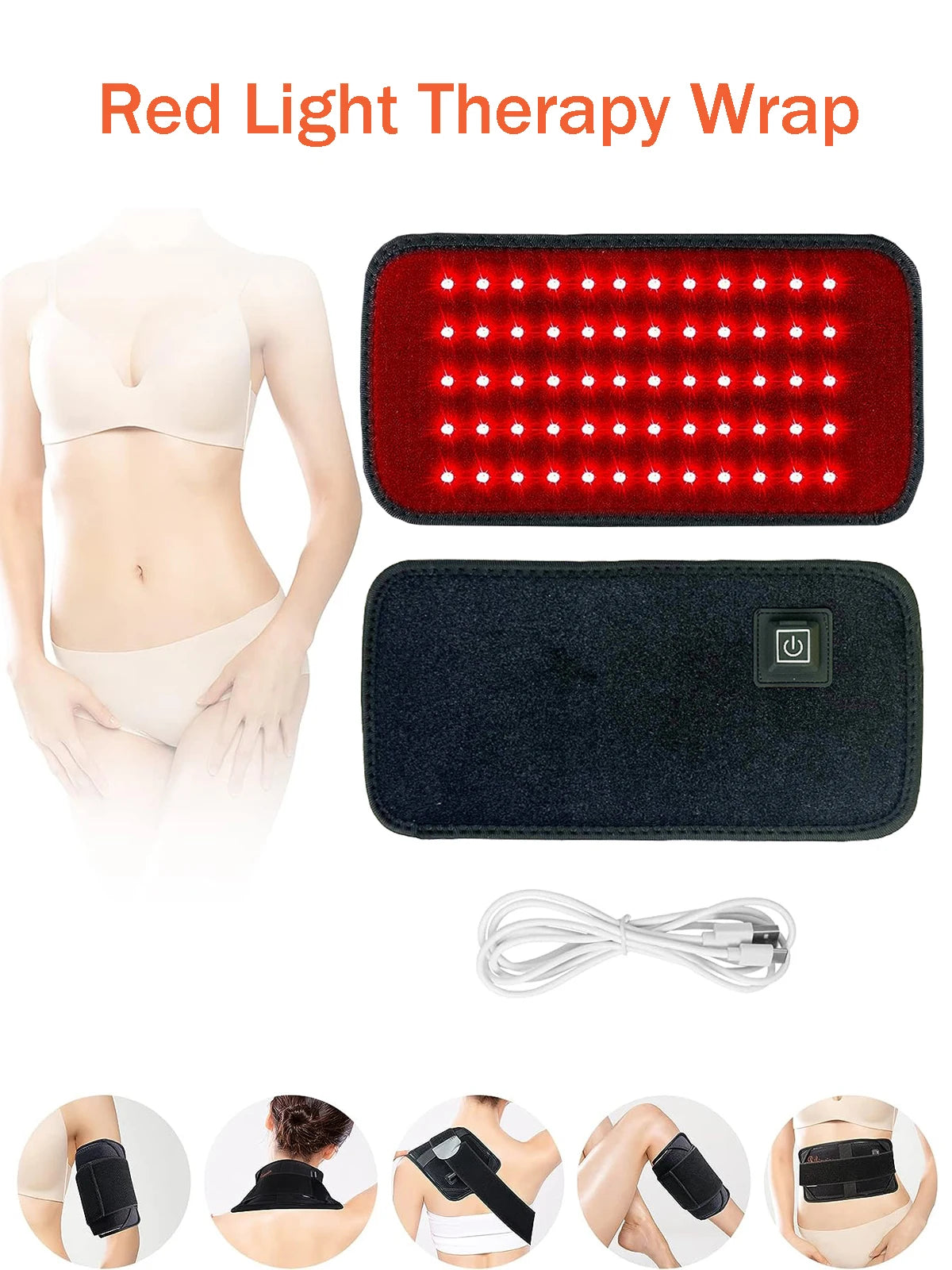Cinturón de Terapia de Luz Roja - 60 LEDs - 850nm - 660nm