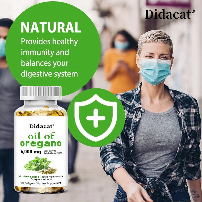 Oregano Oil with Black Seed Oil 6000mg - Powerful Immune & Digestive Support