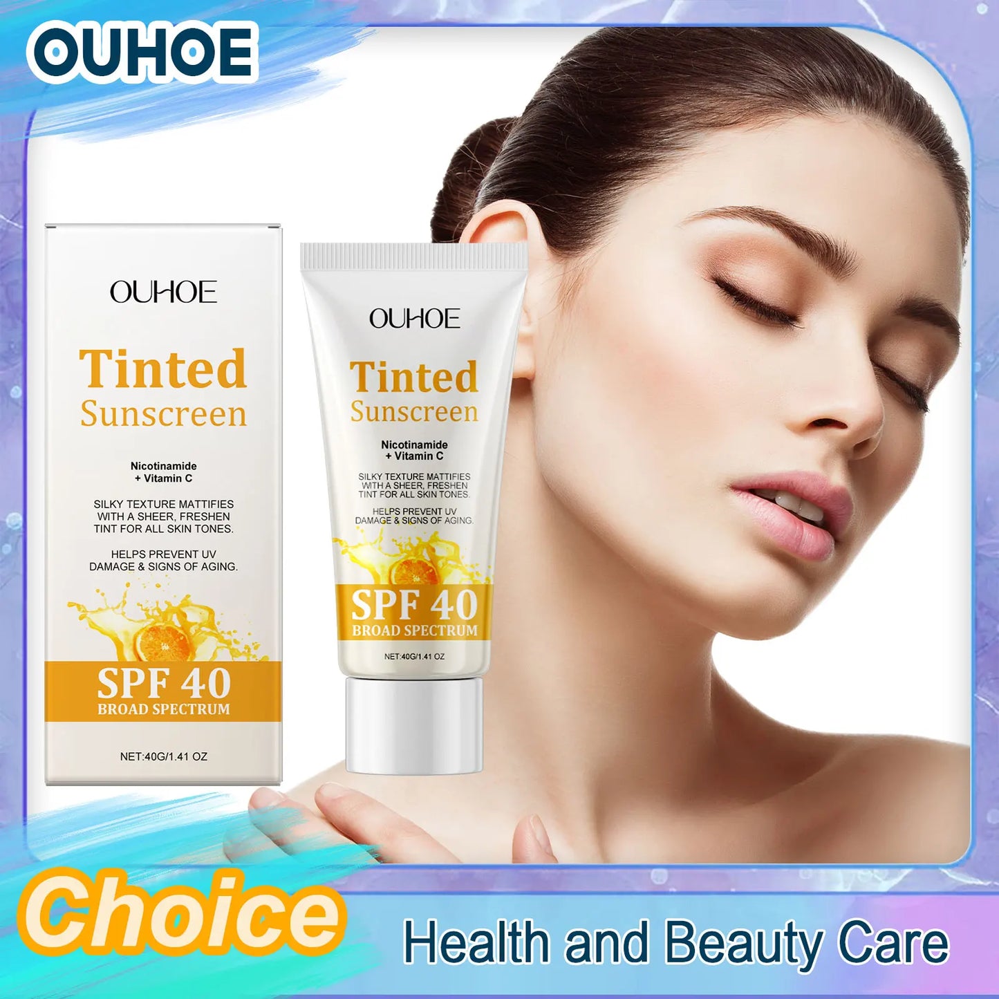 OUHOE Tinted Sunscreen SPF40 - Whitening Sunblock