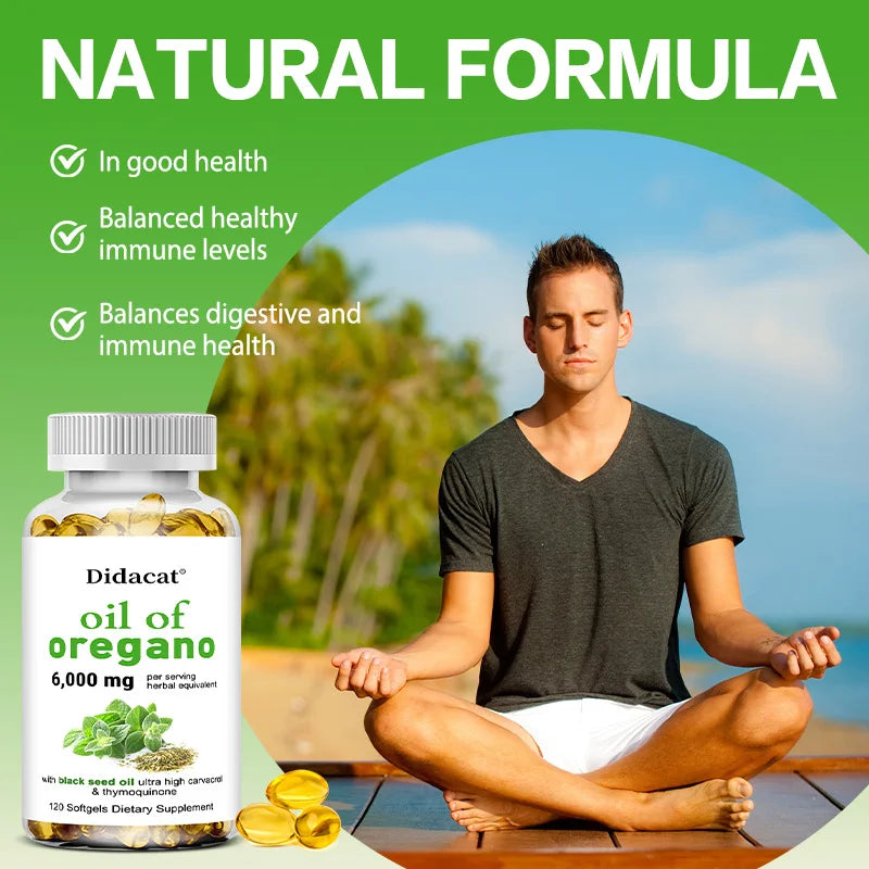 Oregano Oil with Black Seed Oil 6000mg - Powerful Immune & Digestive Support