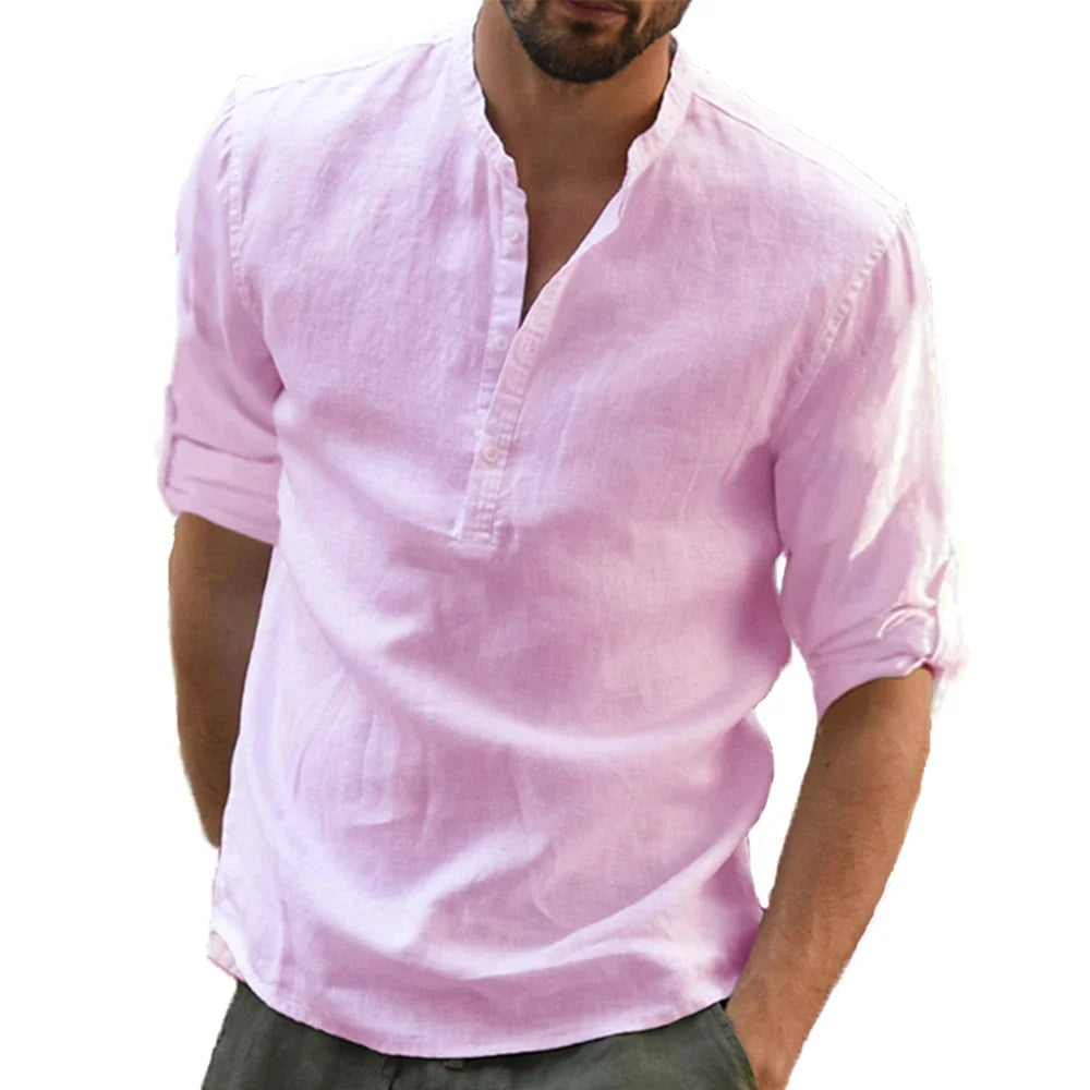 Men's Cotton Linen Long Sleeve Shirt