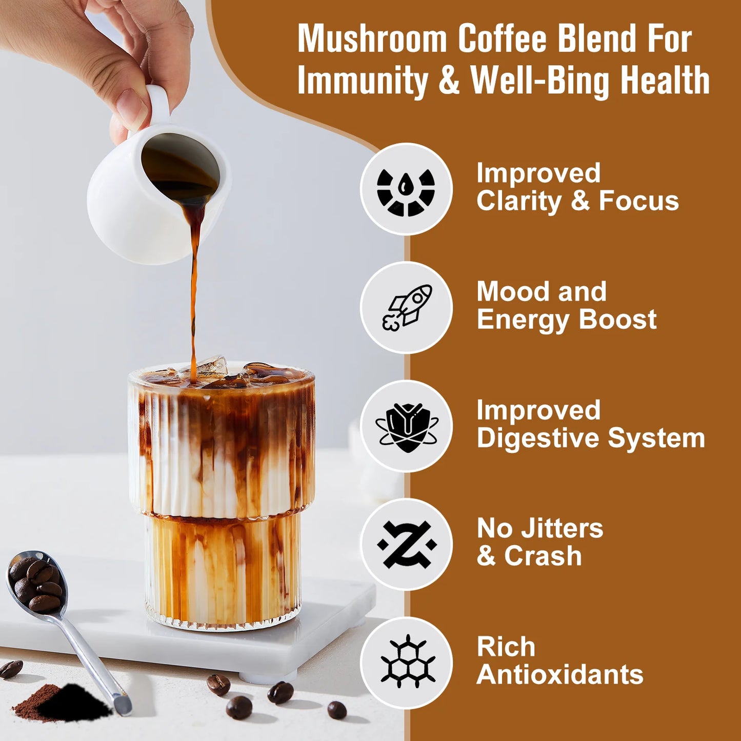 Mushroom Coffee 250g - Reishi & Lion's Mane 10-in-1 Focus & Immunity Blend