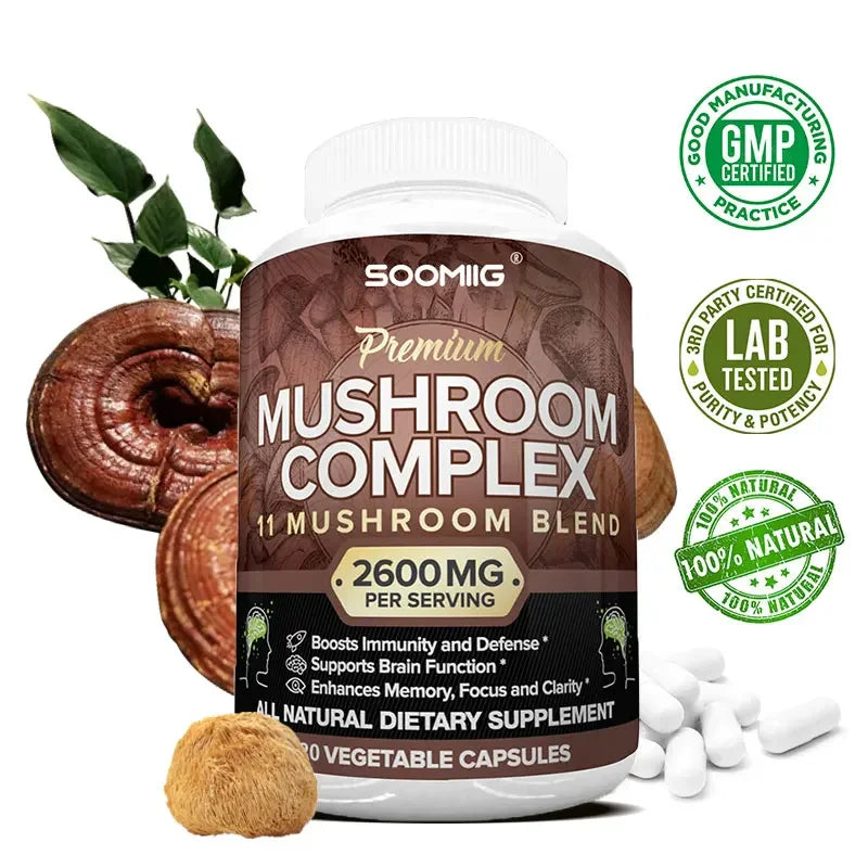 Mushroom Complex 2600mg - 10-in-1 Nootropic Blend for Brain & Immune Support