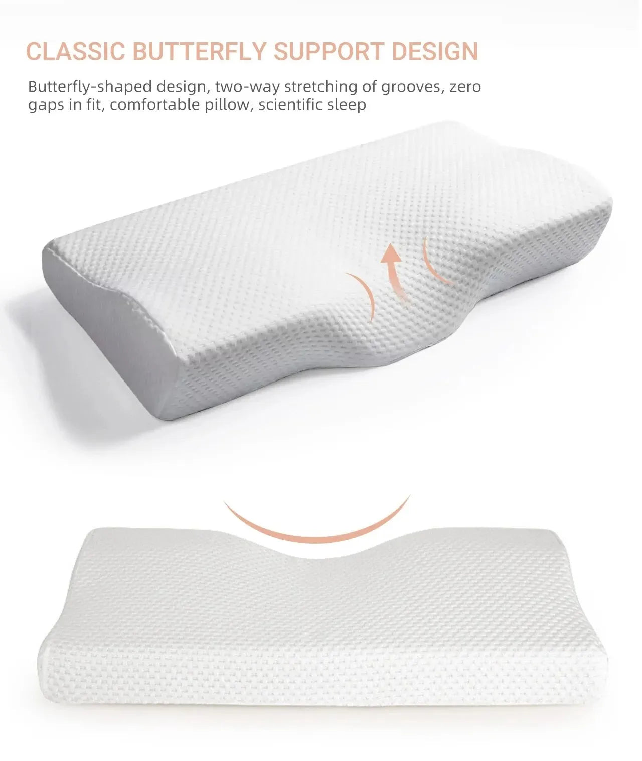 Memory Foam Bed Orthopedic Pillow - Full-Size Therapeutic Support 60x35cm