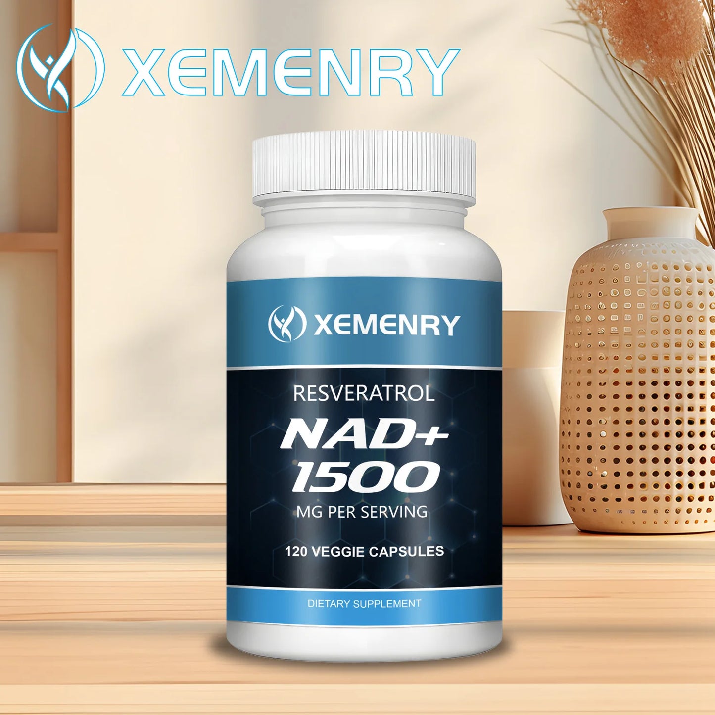 NAD + Resveratrol - Anti-aging, Boosts Energy, Promotes Cell and Skin Health - 120 Capsules