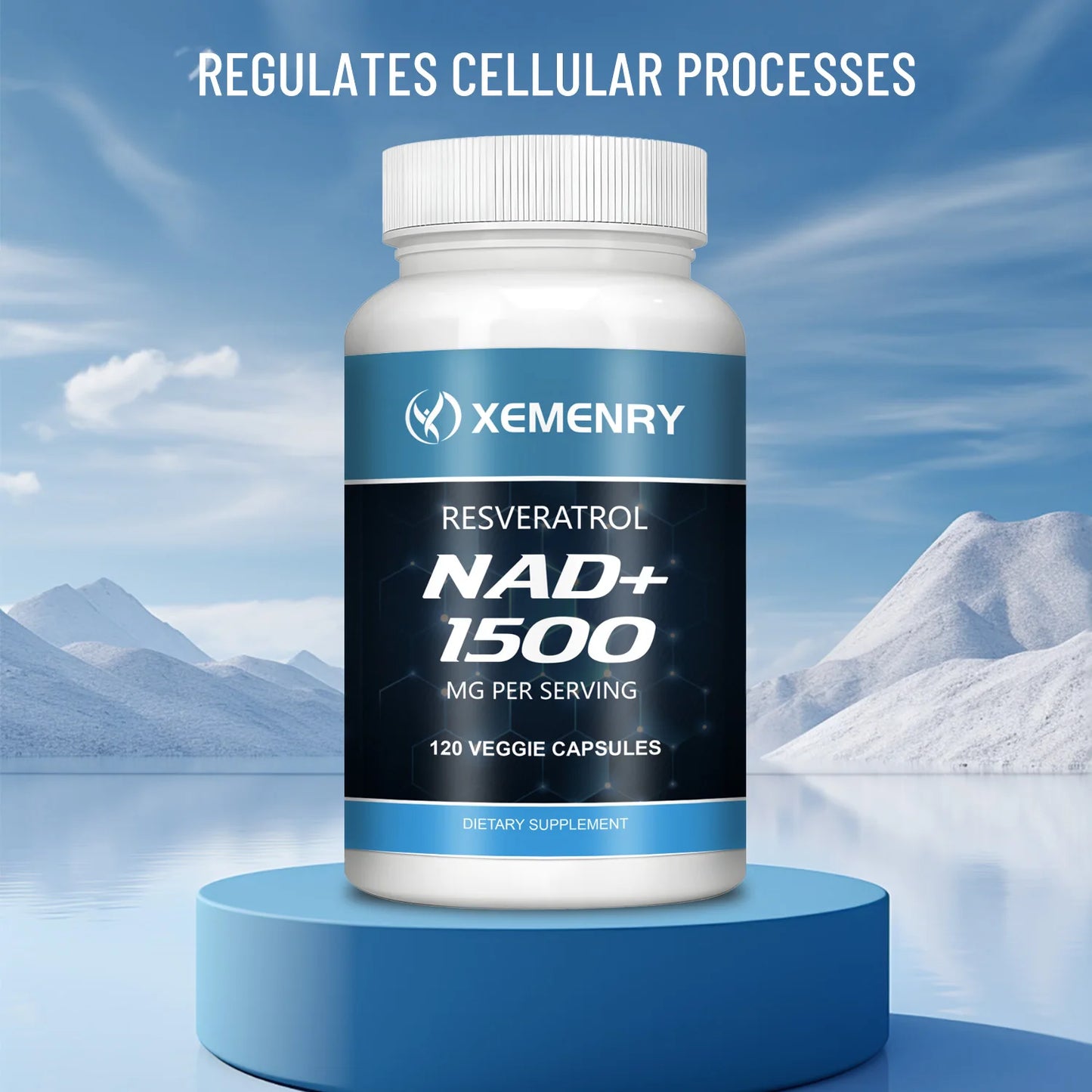 NAD + Resveratrol - Anti-aging, Boosts Energy, Promotes Cell and Skin Health - 120 Capsules