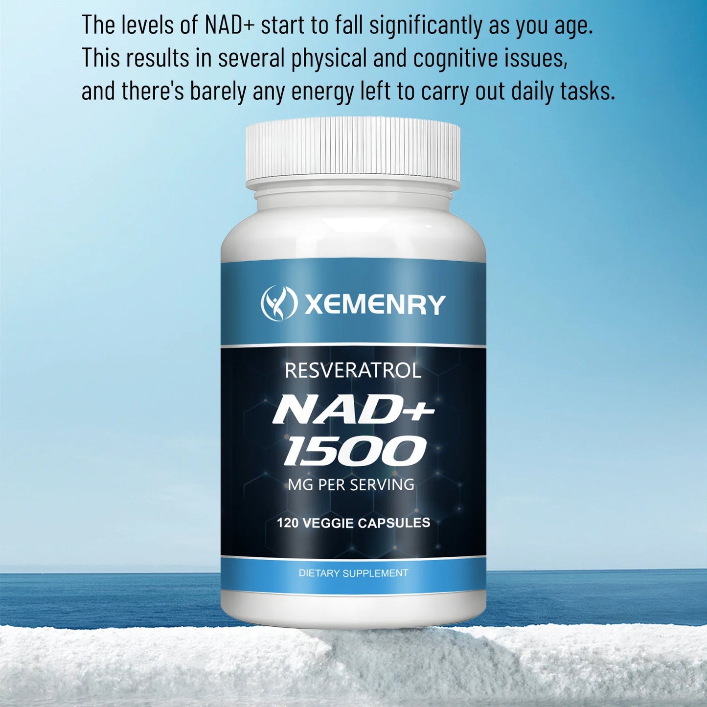 NAD + Resveratrol - Anti-aging, Boosts Energy, Promotes Cell and Skin Health - 120 Capsules