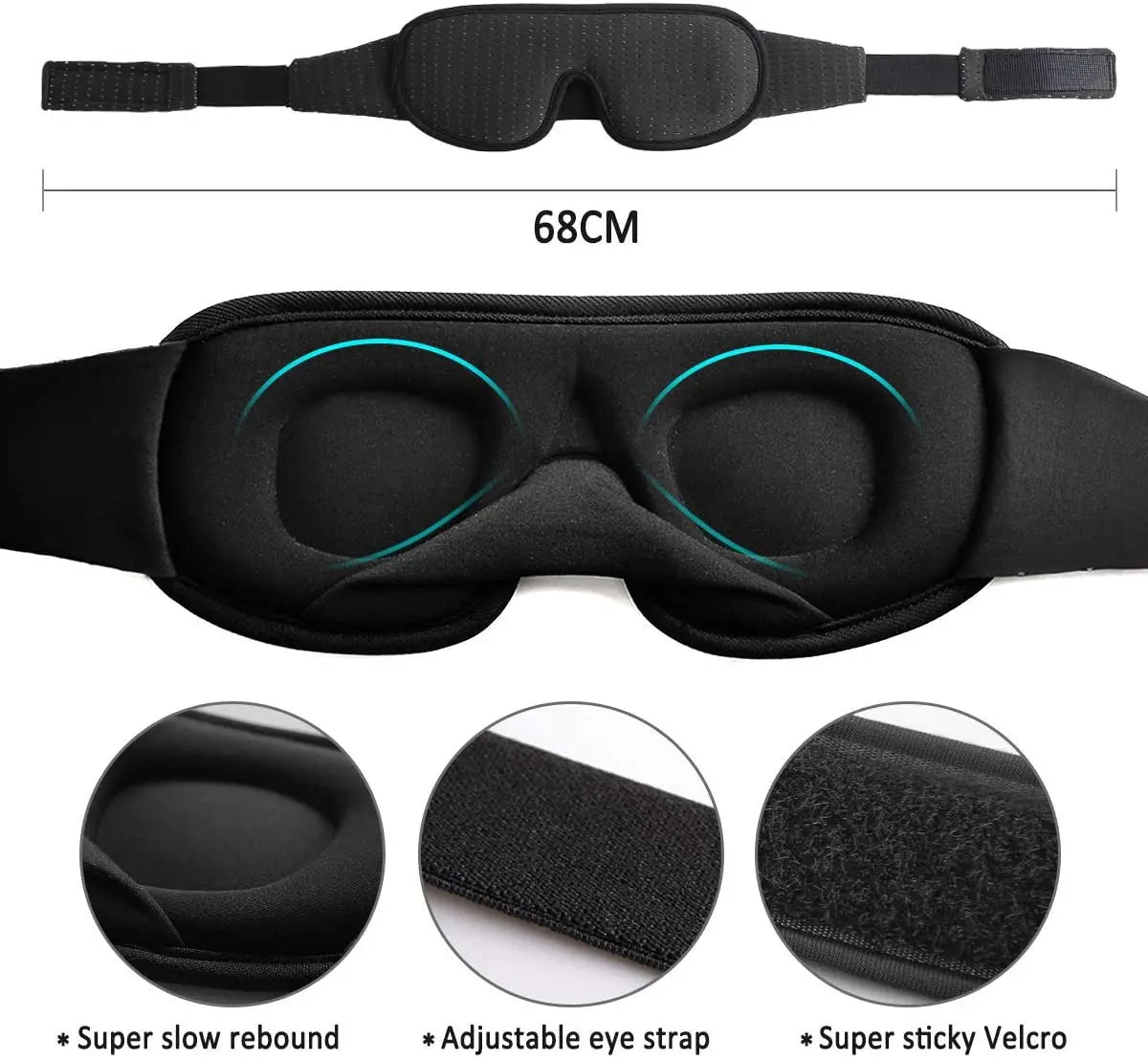 3D Sleep Eye Mask | Blockout Lights | Soft Padded | Sleeping Fabric Cover | Shade Blindfold Eyepatch