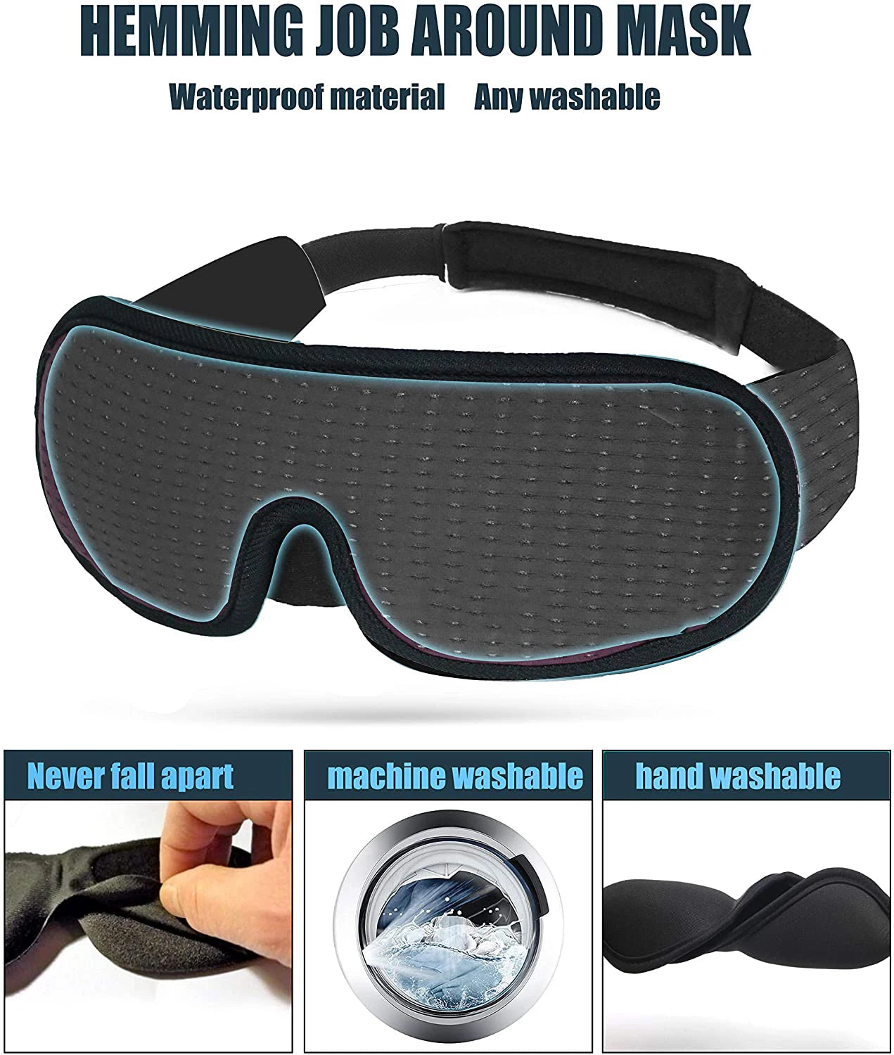 3D Sleep Eye Mask | Blockout Lights | Soft Padded | Sleeping Fabric Cover | Shade Blindfold Eyepatch