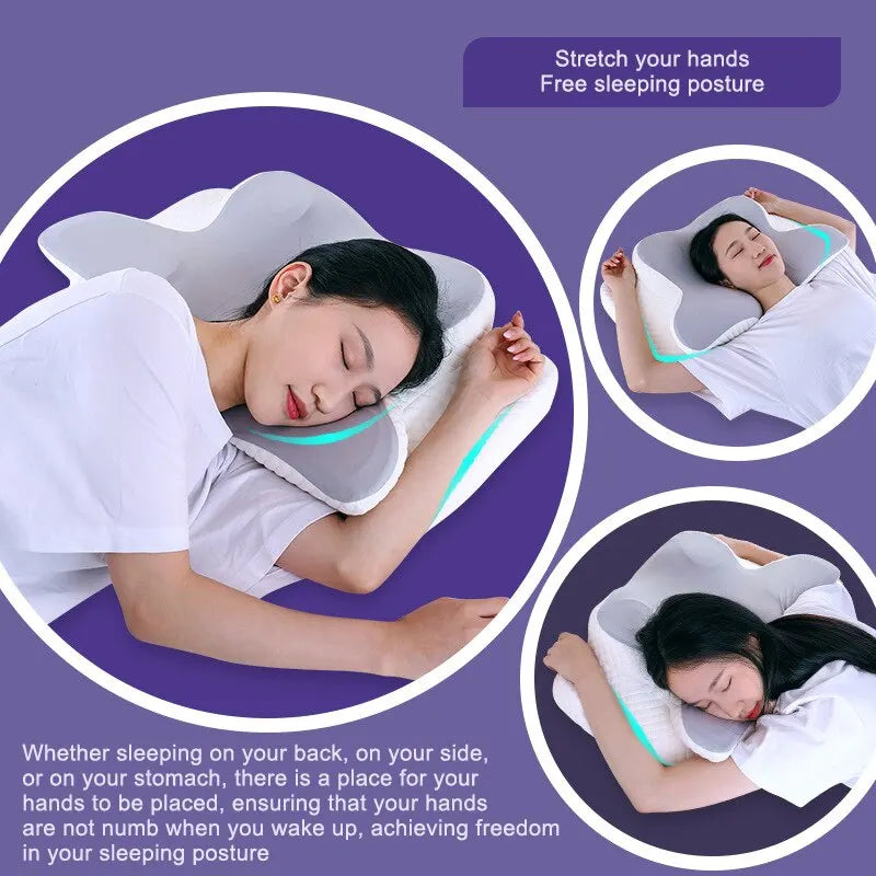 Memory Foam Butterfly Pillow - Ergonomic Cervical Support & Pain Relief