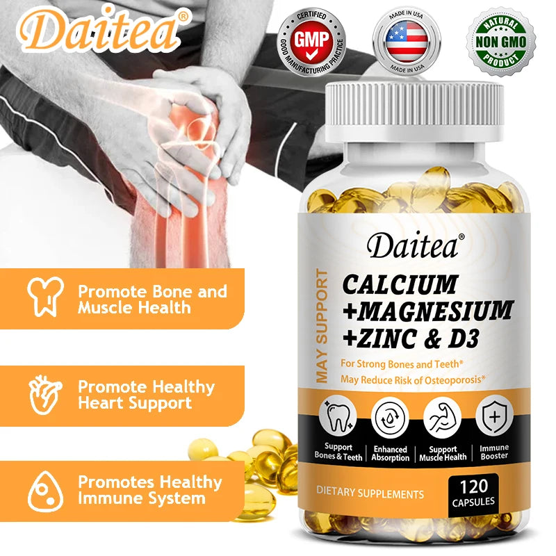 Calcium Magnesium Zinc + Vitamin D3 - Complete Bone & Immune Support Formula