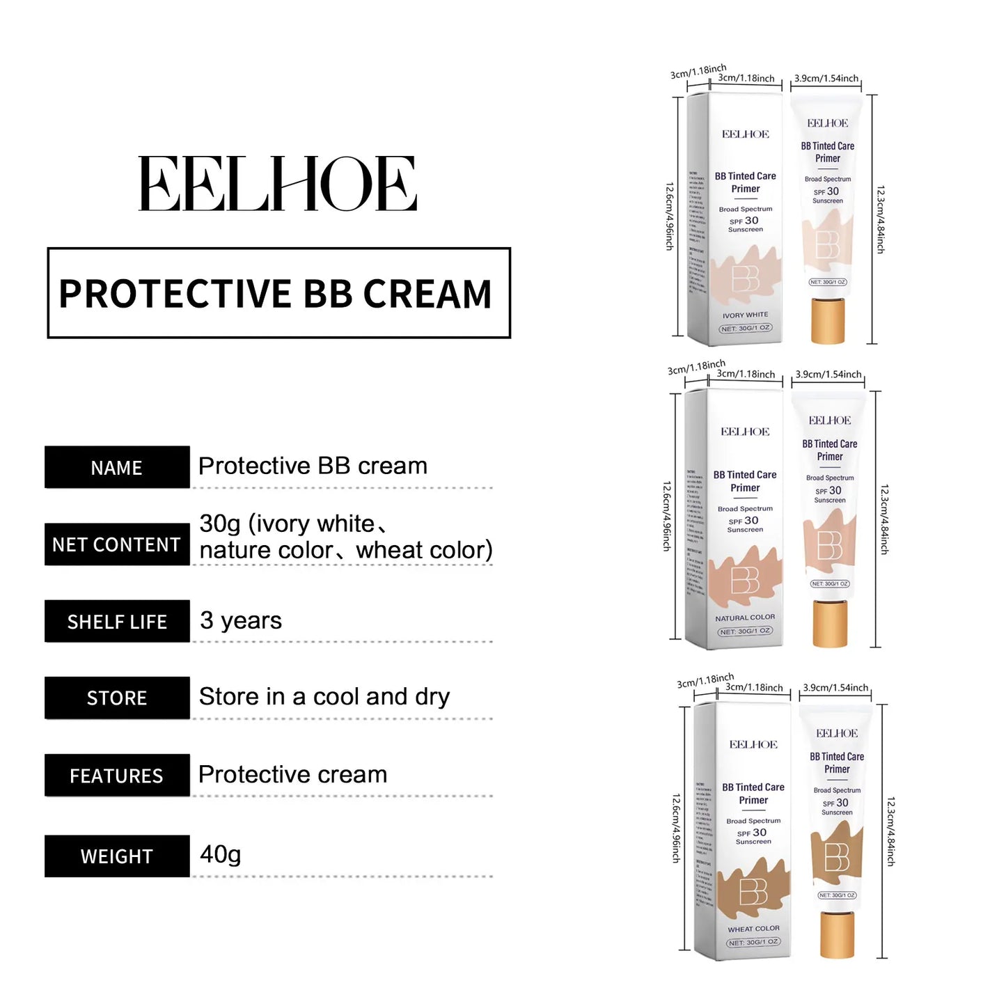 Tinted BB Cream with SPF 30 - Full Coverage, Invisible Pores, Acne Control, Niacinamide