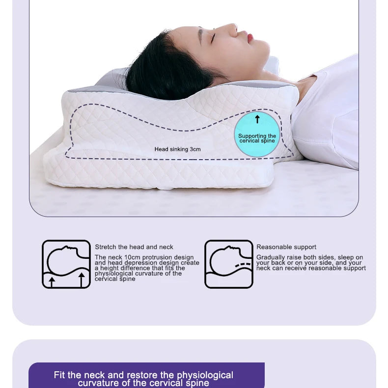 Memory Foam Butterfly Pillow - Ergonomic Cervical Support & Pain Relief