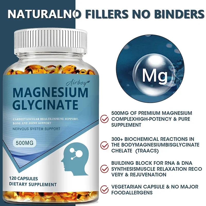 Magnesium Glycinate 500mg - Superior Absorption for Sleep & Muscle Support