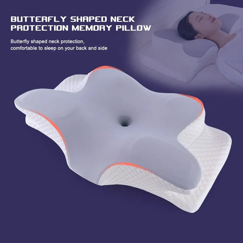 Memory Foam Butterfly Pillow - Ergonomic Cervical Support & Pain Relief