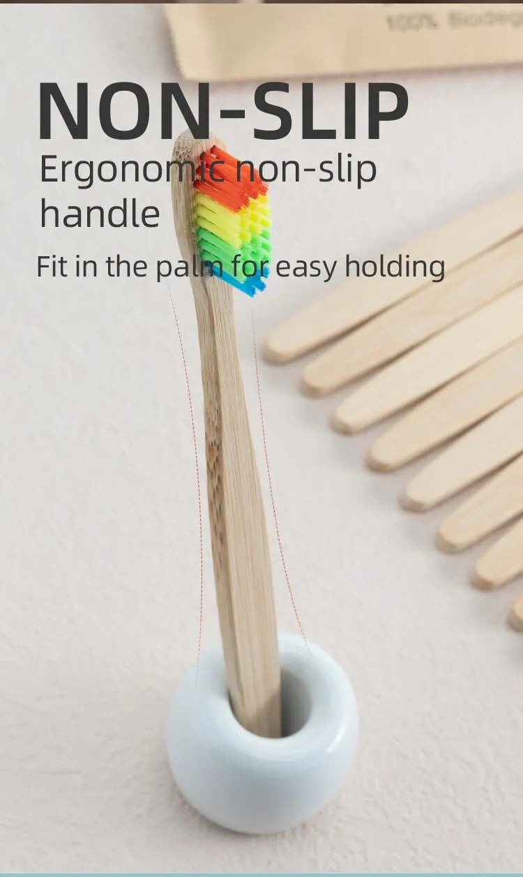 Bamboo Toothbrush Set - Natural & Eco-Friendly (10 Pack)