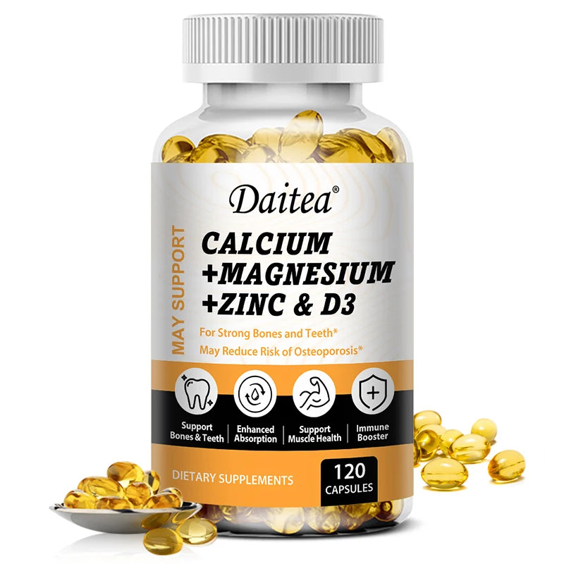 Calcium Magnesium Zinc + Vitamin D3 - Complete Bone & Immune Support Formula