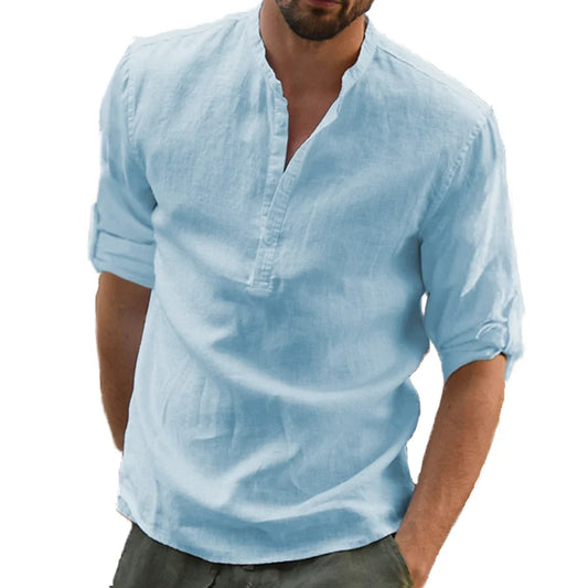 Men's Cotton Linen Long Sleeve Shirt