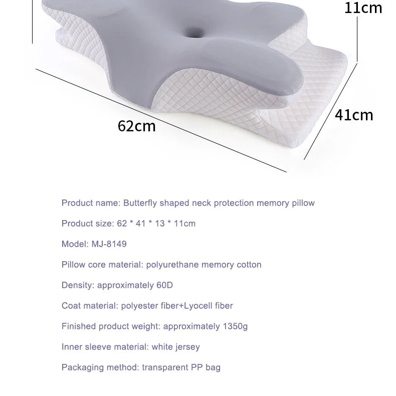 Memory Foam Butterfly Pillow - Ergonomic Cervical Support & Pain Relief