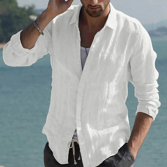 Lightweight & Breathable Men's Shirt - 100% Cotton Linen Blend
