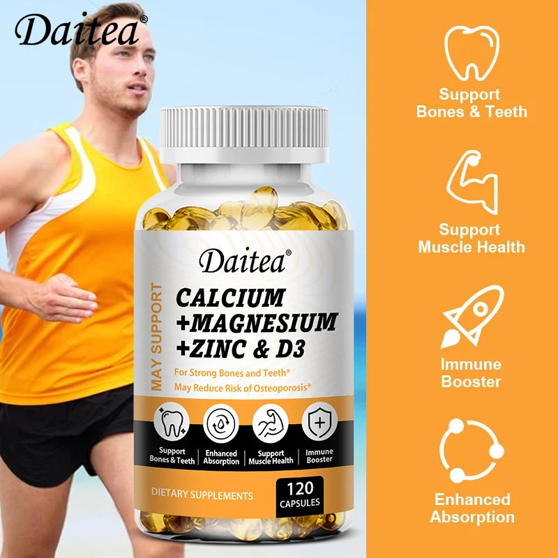 Calcium Magnesium Zinc + Vitamin D3 - Complete Bone & Immune Support Formula