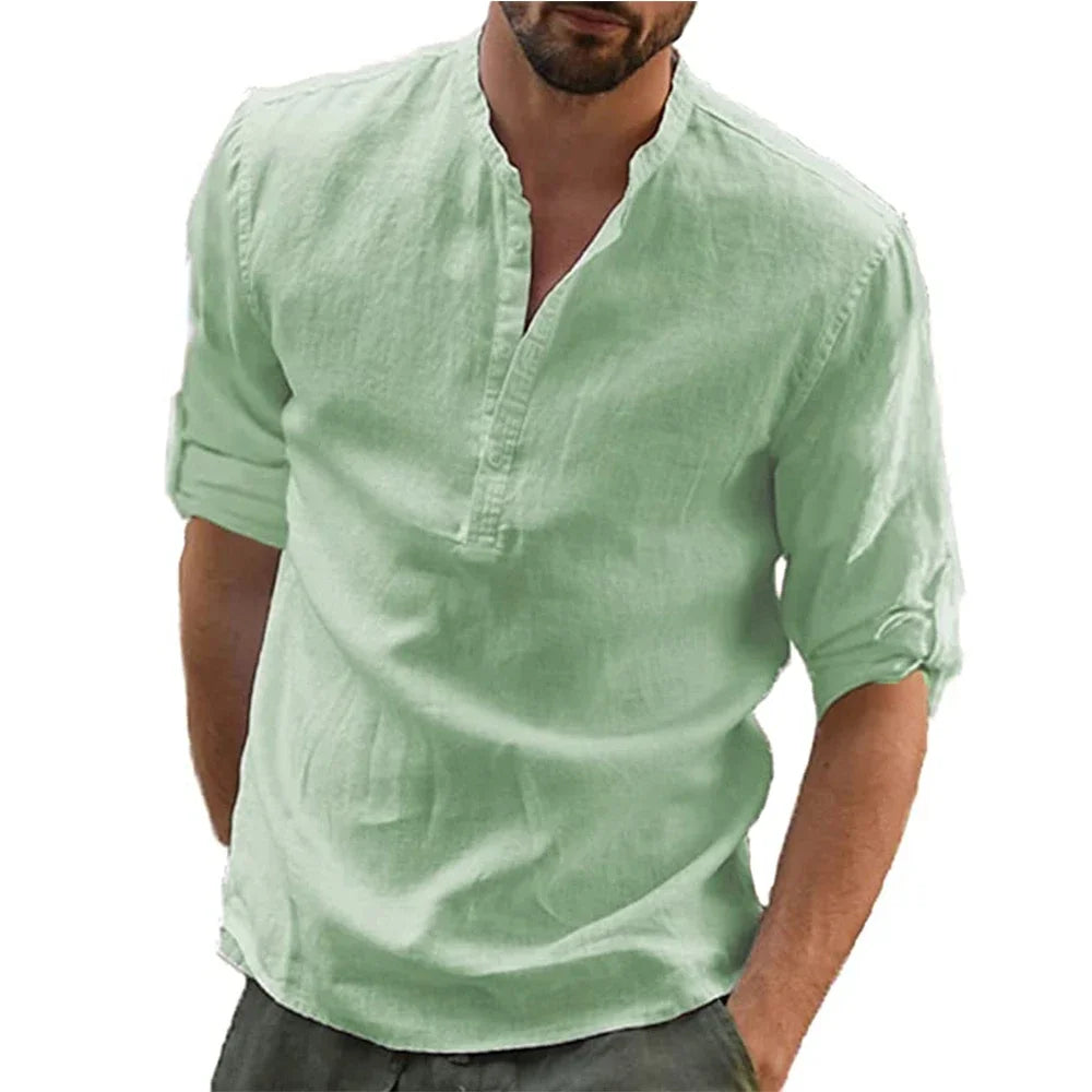 Men's Cotton Linen Long Sleeve Shirt
