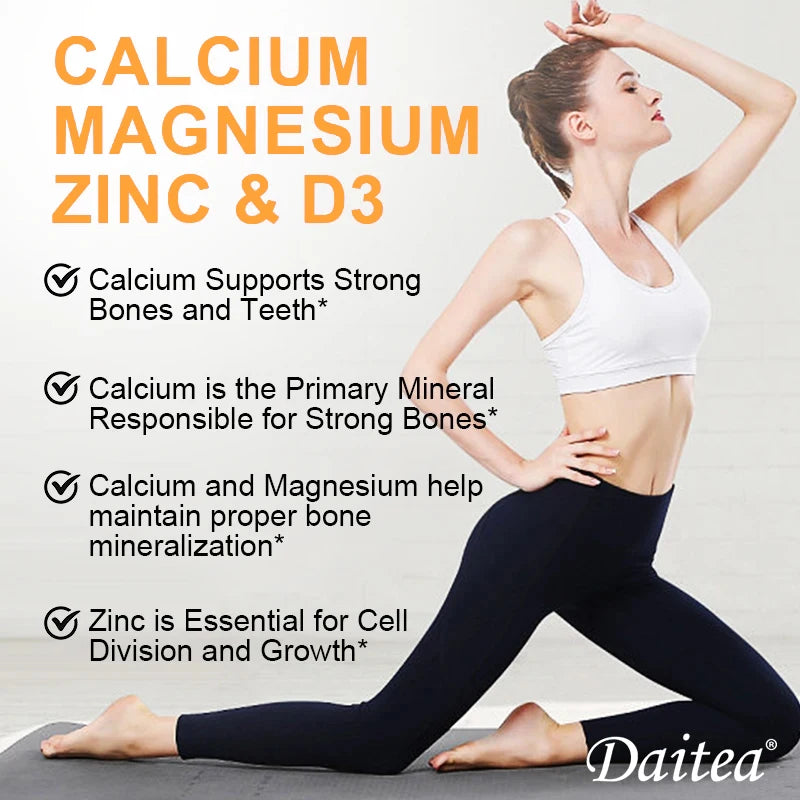 Calcium Magnesium Zinc + Vitamin D3 - Complete Bone & Immune Support Formula