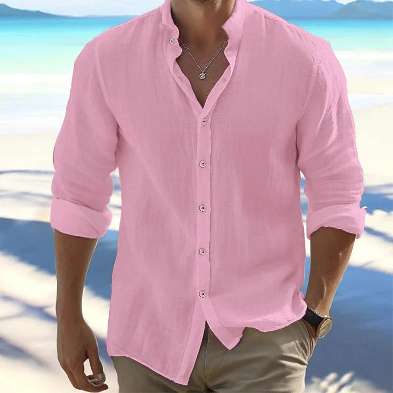 Lightweight & Breathable Men's Shirt - 100% Cotton Linen Blend