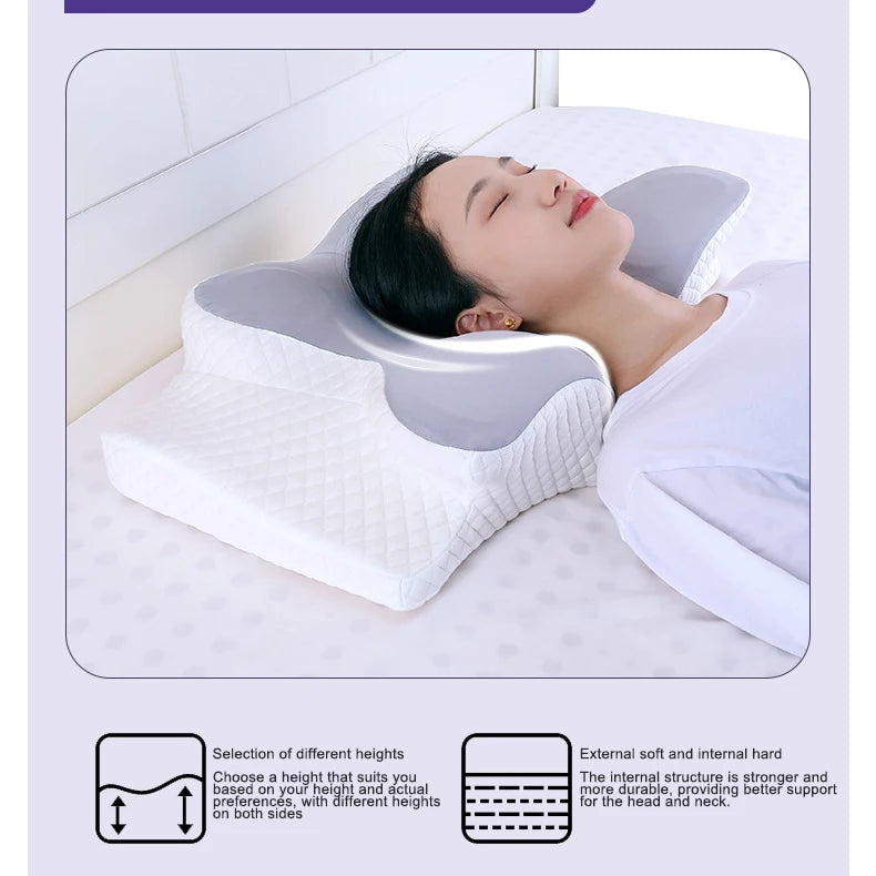 Memory Foam Butterfly Pillow - Ergonomic Cervical Support & Pain Relief